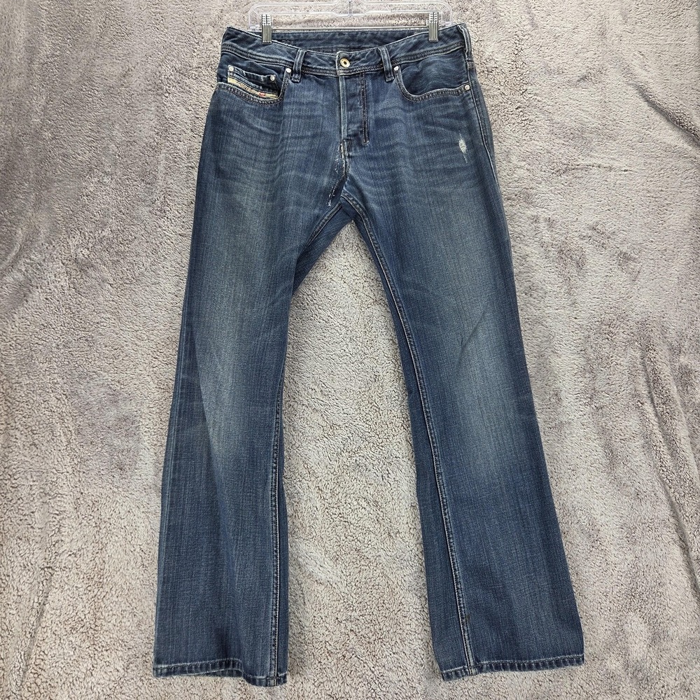 Diesel Jeans Mens 32x32 Blue Zatiny Regular Bootcut Button Fly Distressed 008RQ